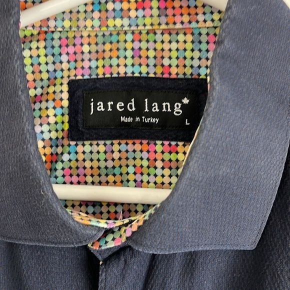 Jared Lang Navy Blue Cotton Dress Shirt - Picture 4 of 8